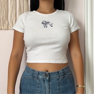 Brandy Melville Embroidered Girls Crop Top🎀
